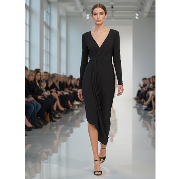 GIORGIO ARMANI Satin-jersey midi dress Size 40 IT, 4 US NEW - Picture 1 of 13